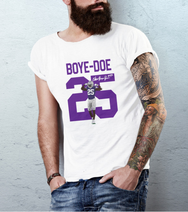 Therealpak25 Store Boye-Doe 25 Football Player Purple Signature T-Shirt