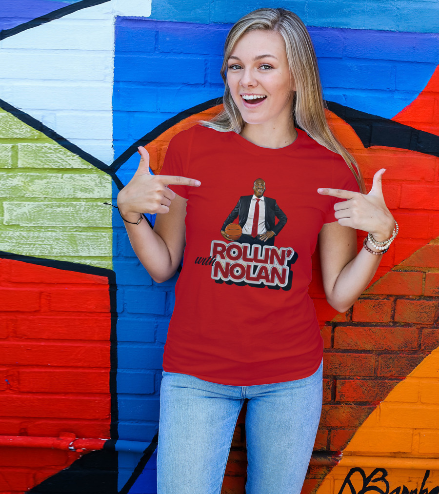 Rollin’ With Nolan Basketball Suit And Tie RedBackground T-Shirt