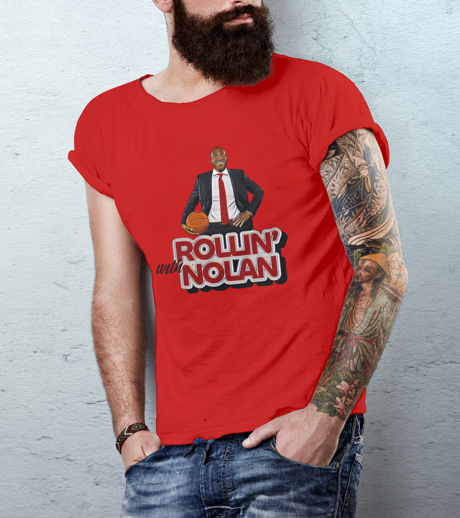 Rollin’ With Nolan Basketball Suit And Tie RedBackground T-Shirt