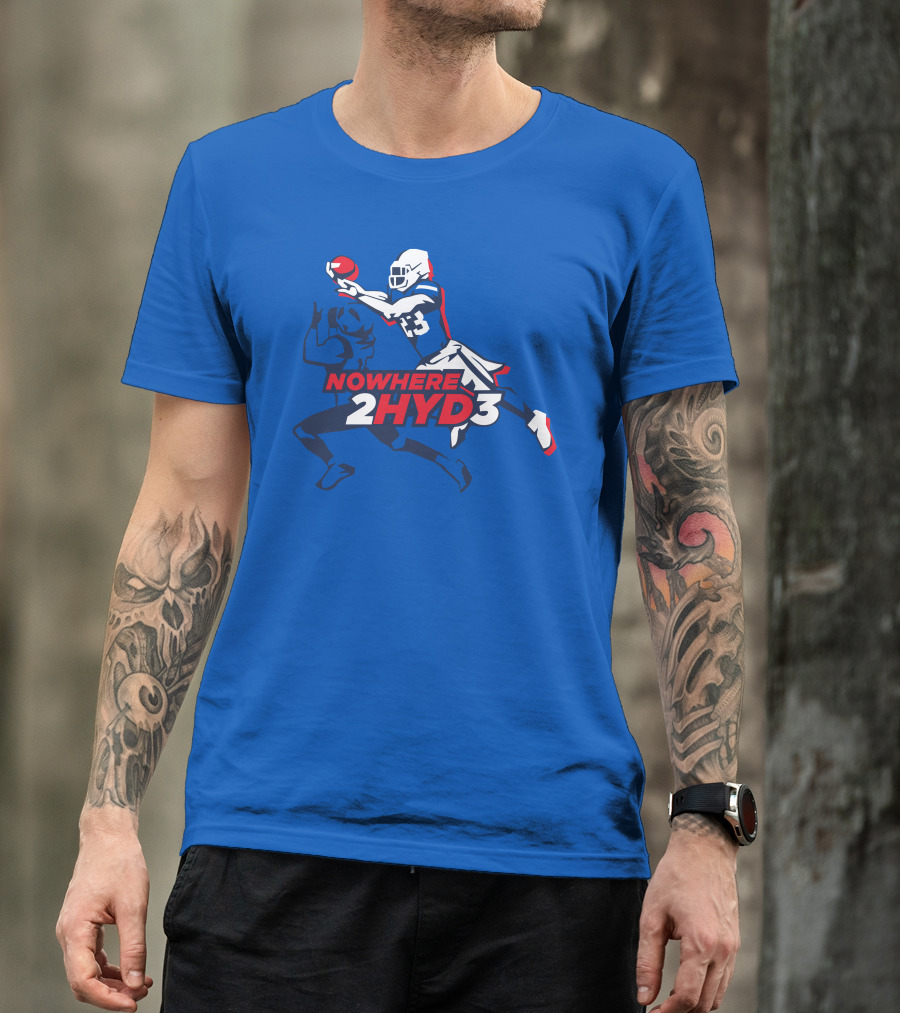 NOWHERE 2HYD3 Football Player Catching Action T-Shirt