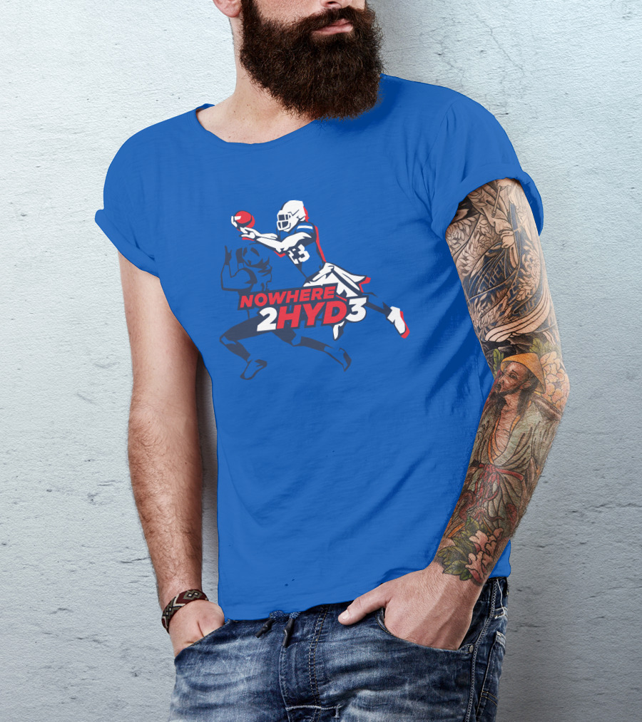 NOWHERE 2HYD3 Football Player Catching Action T-Shirt