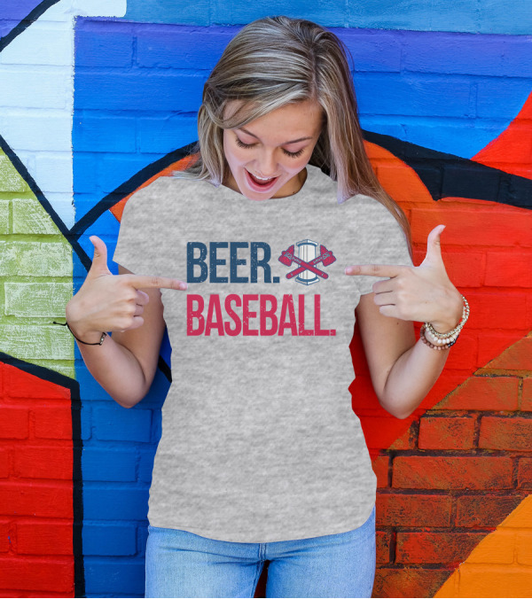 BEER. BASEBALL. Crossed Axes Emblem T-Shirt