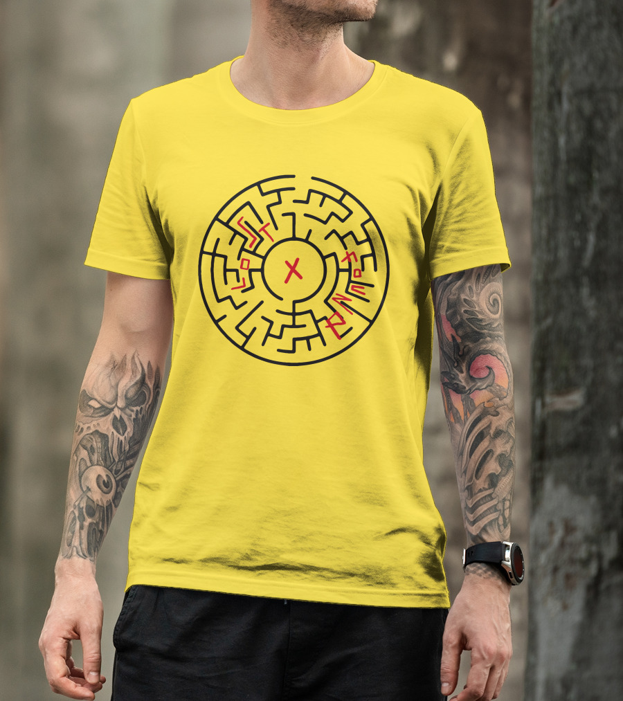 Lost People Found Myself Maze Design Yellow Background T-Shirt