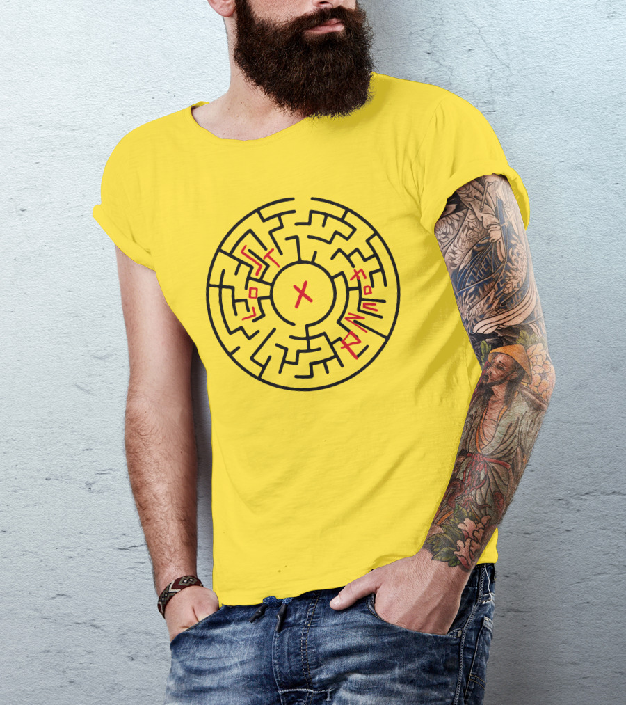 Lost People Found Myself Maze Design Yellow Background T-Shirt