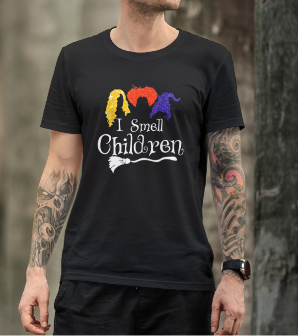 I Smell Children Witch Silhouette Hair Colors Broomstick T-Shirt
