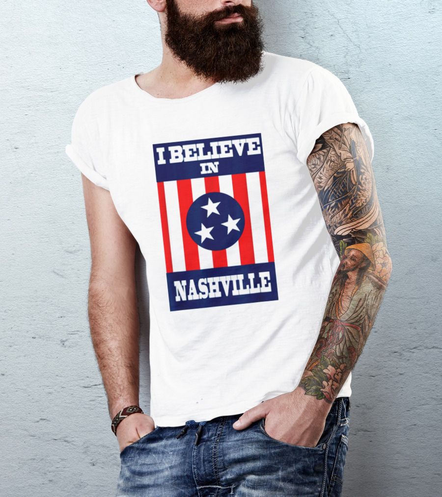 I Believe In Nashville Three Stars Stripes Iconic T-Shirt