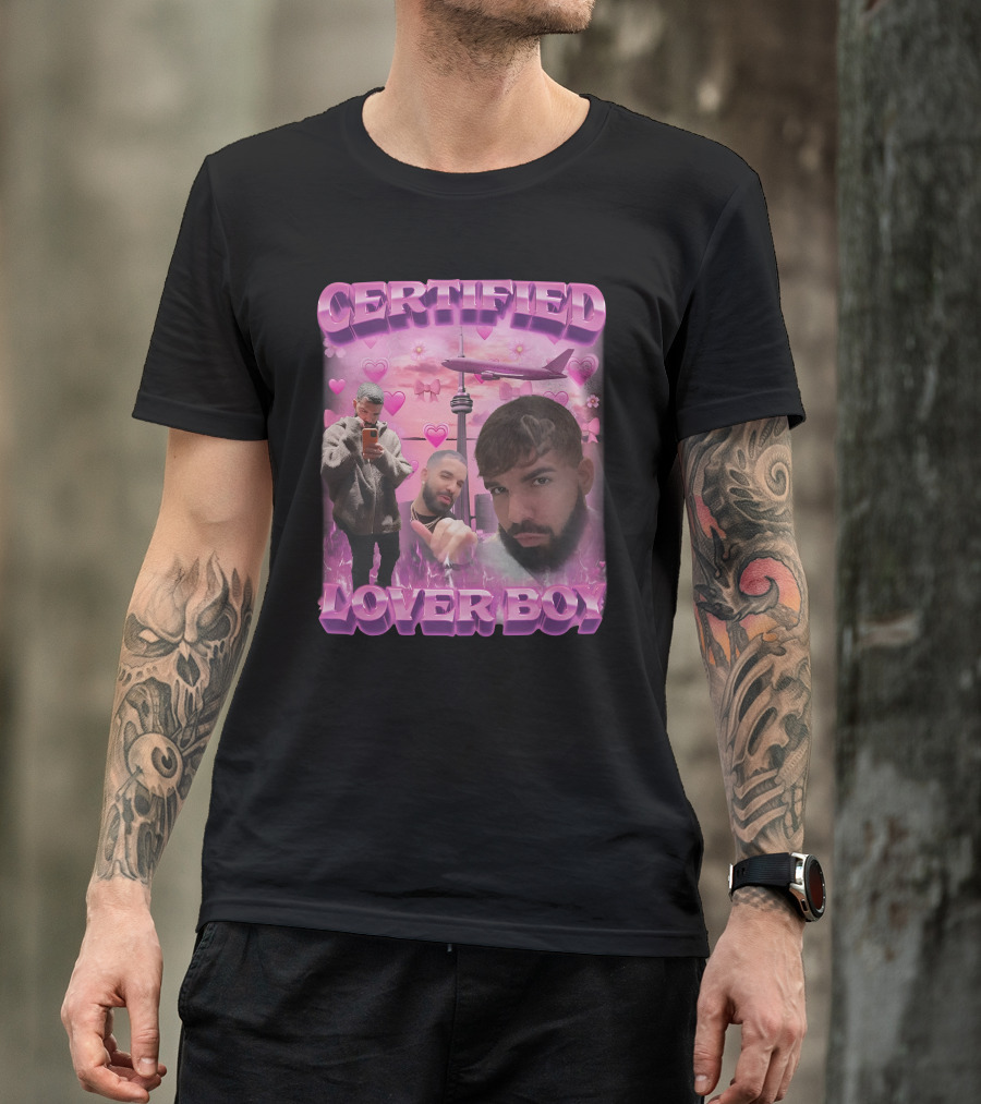 Certified Lover Boy Drake Toronto Skyline Hearts Pink Airplane Aesthetic T-Shirt