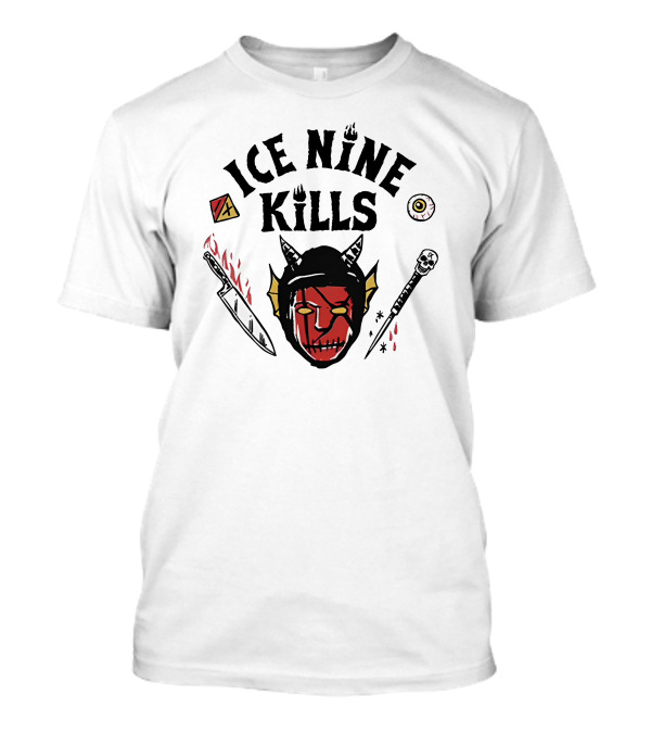 Trinity Of Terror Tour Ice Nine Kills Knife Devil Skull Eyeball Icons T-Shirt