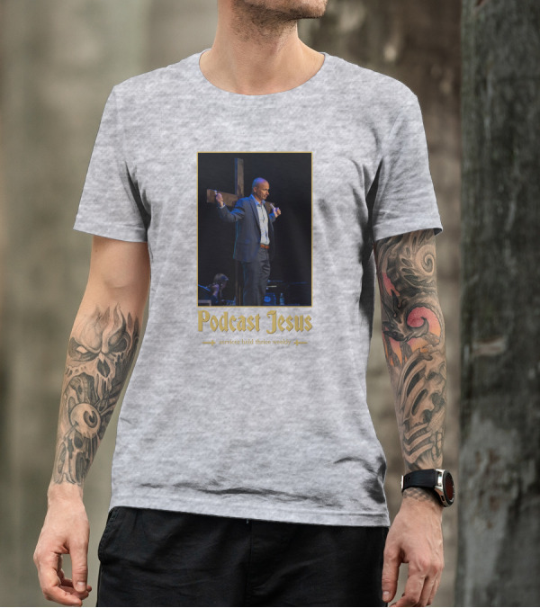 Podcast Jesus Services Held Thrice Weekly Speaker With Cross Image T-Shirt