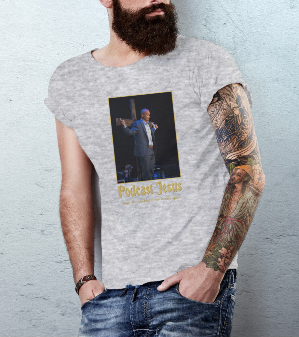 Podcast Jesus Services Held Thrice Weekly Speaker With Cross Image T-Shirt