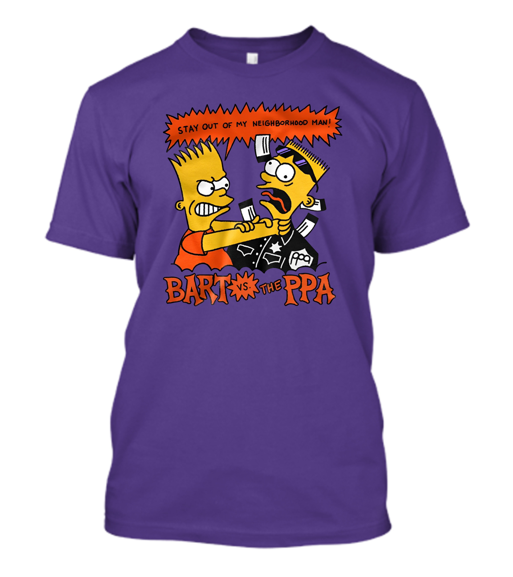 Stay Out Of My Neighborhood Man Bart Vs The Ppa Confrontation T-Shirt