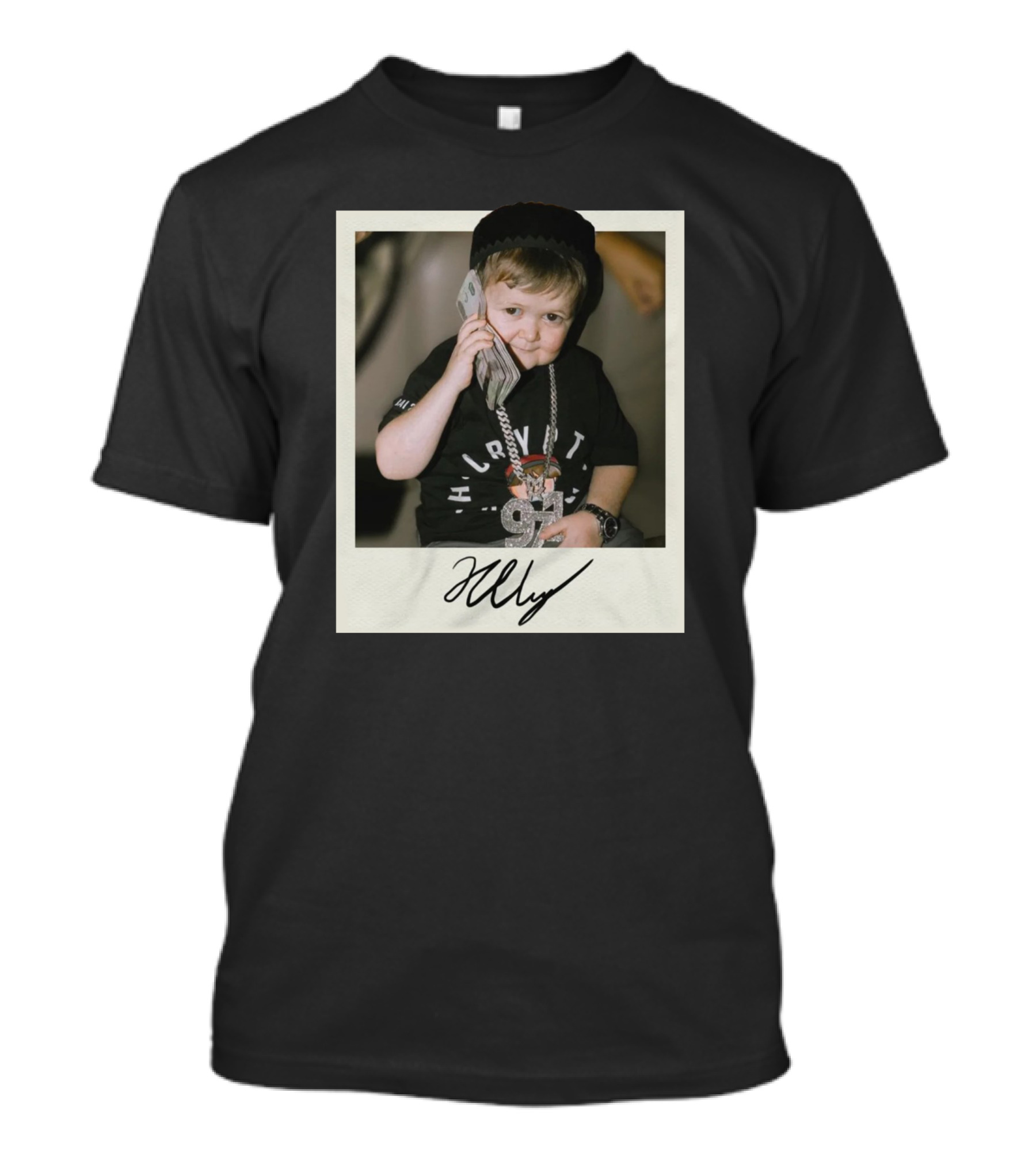 Hasbulla Polaroid Photograph With Signature And Phone Chain T-Shirt