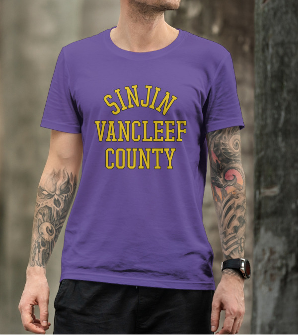 Sinjin Vancleef County Retro Bold Lettering T-Shirt