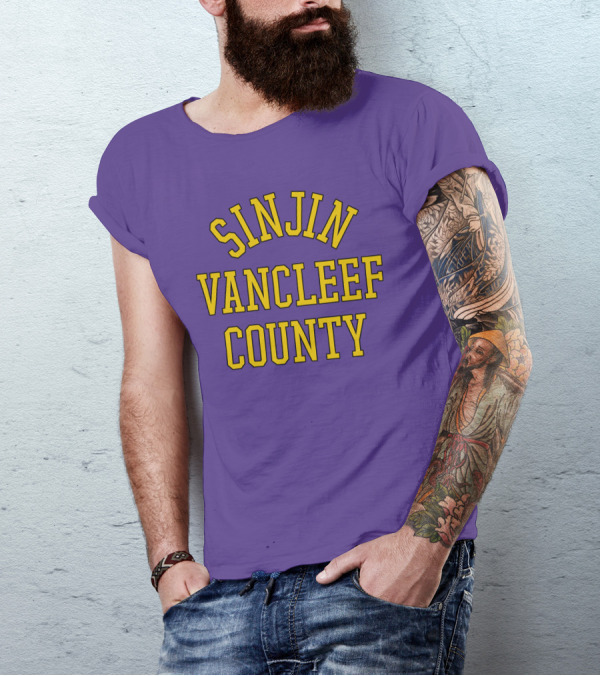 Sinjin Vancleef County Retro Bold Lettering T-Shirt