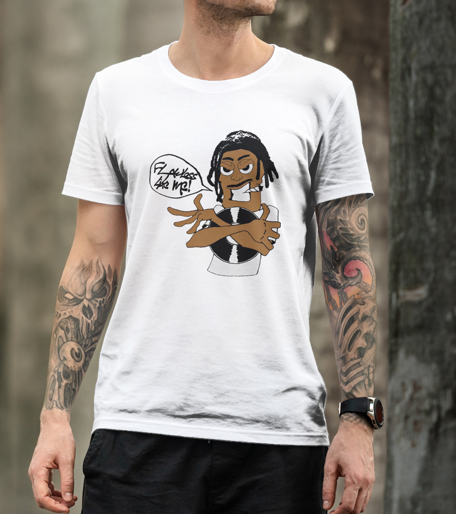 Flawless Like Me Vinyl Graphic Character With Crossed Arms And Vinyl Record T-Shirt