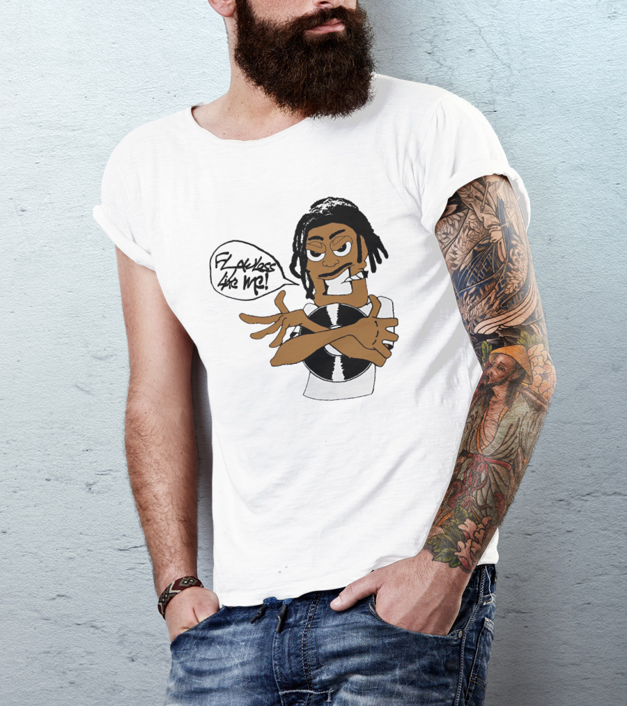 Flawless Like Me Vinyl Graphic Character With Crossed Arms And Vinyl Record T-Shirt