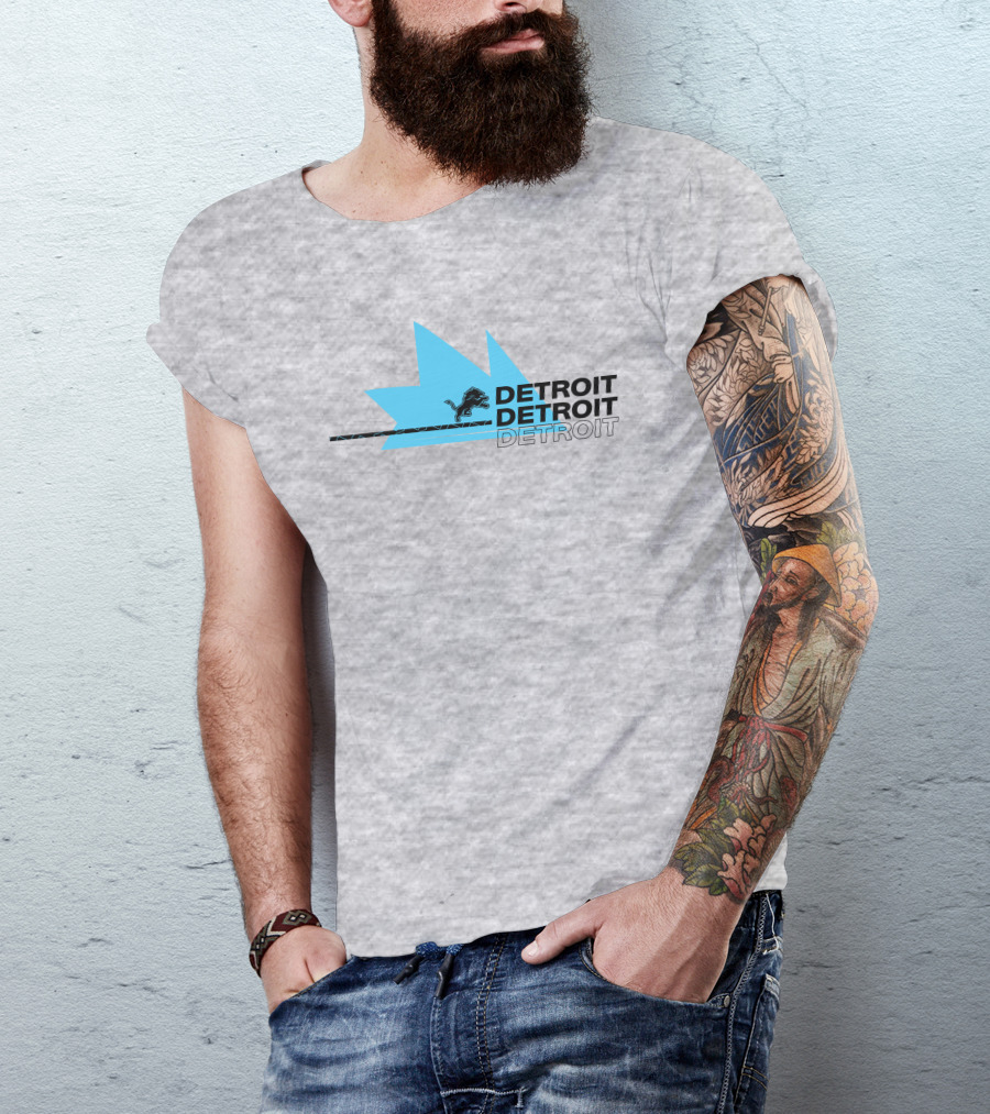 Ninja X Detroit Lions Midwest Blue Lion Emblem T-Shirt
