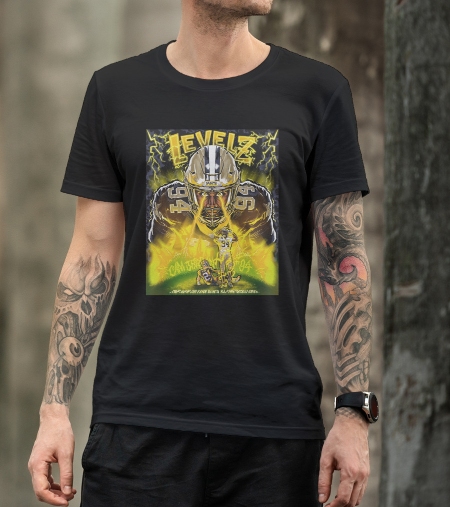 Levelz New Orleans Saints Cam Jordan All Time Sacks Leader T-Shirt