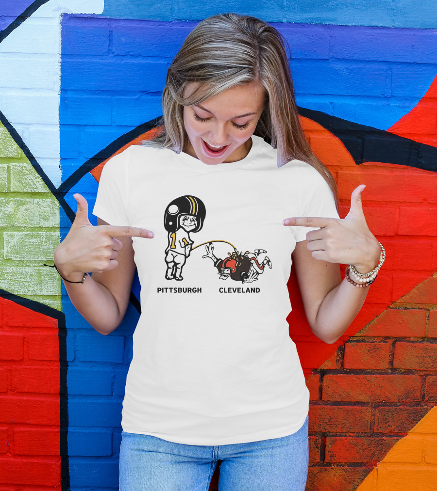 Yinzers Pittsburgh Cleveland Football Rivalry Cartoon T-Shirt