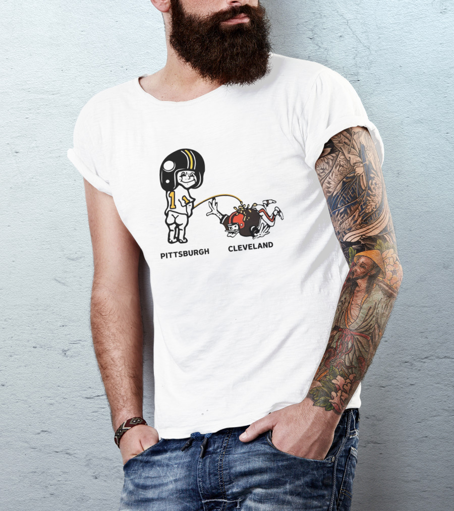Yinzers Pittsburgh Cleveland Football Rivalry Cartoon T-Shirt