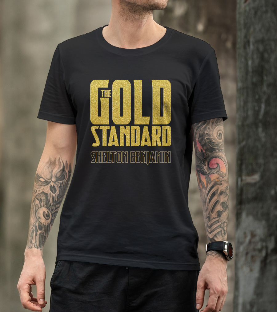 The Gold Standard Shelton Benjamin Gold Lettering T-Shirt