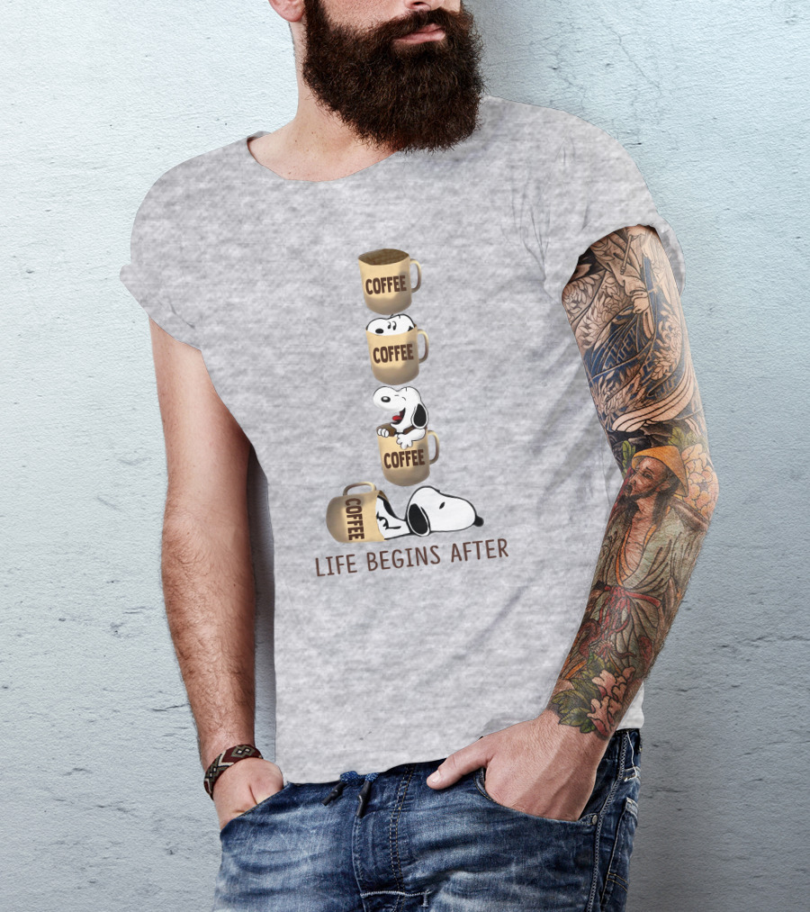 Life Begins After Coffee Snoopy Peanuts Mugs T-Shirt