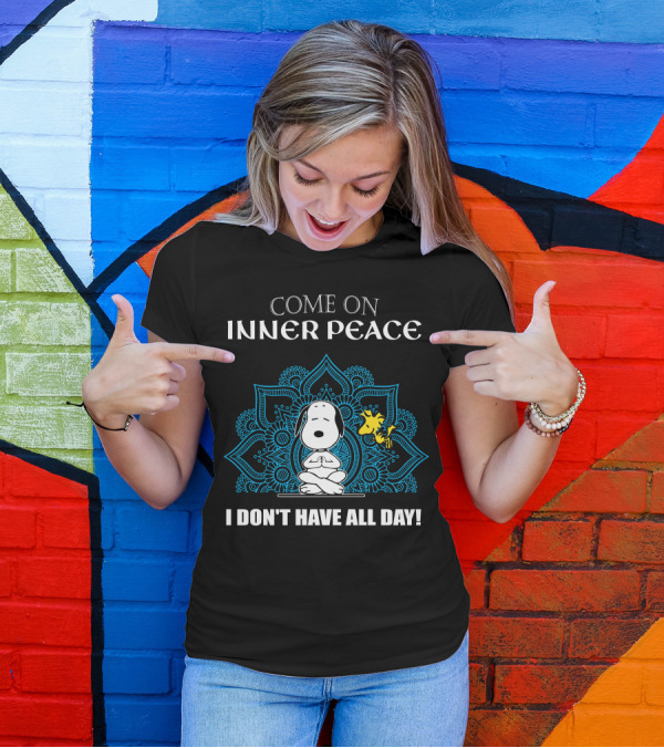 Come On Inner Peace I Don't Have All Day Snoopy And Woodstock Lotus Mandala T-Shirt