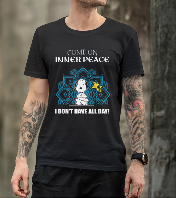 Come On Inner Peace I Don't Have All Day Snoopy And Woodstock Lotus Mandala T-Shirt