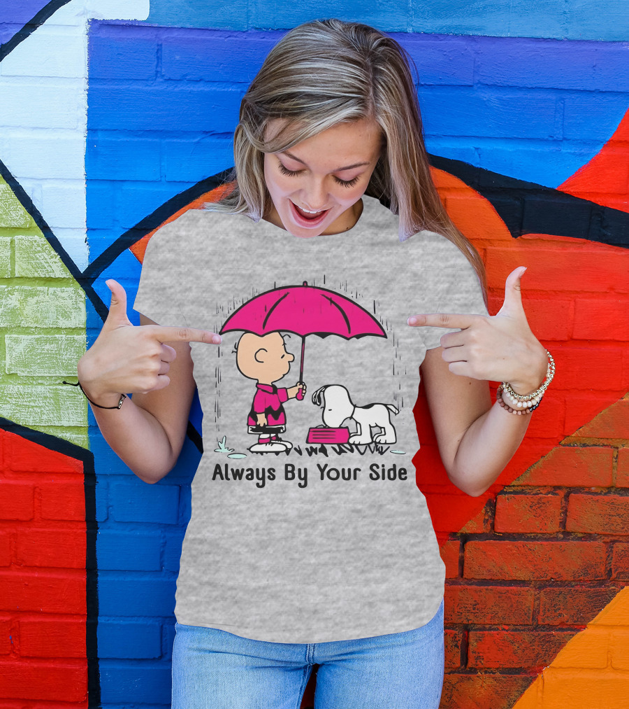 Always By Your Side Charlie Brown Snoopy Umbrella T-Shirt