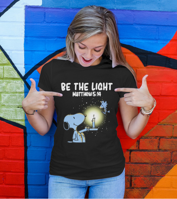 Be The Light Matthew 5:14 Snoopy Holding Candle Woodstock T-Shirt