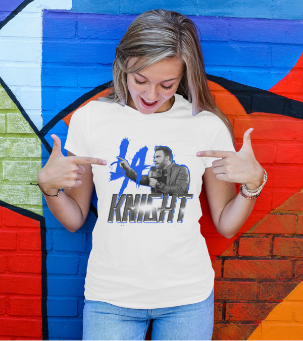 WWE LA Knight Promo With Microphone And Blue Splash T-Shirt