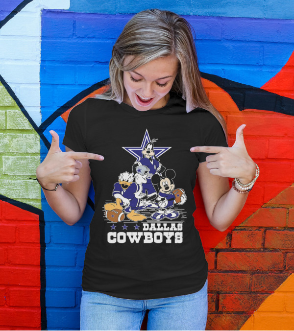 Mickey Mouse Donald Goofy Dallas Cowboys Football Stars T-Shirt