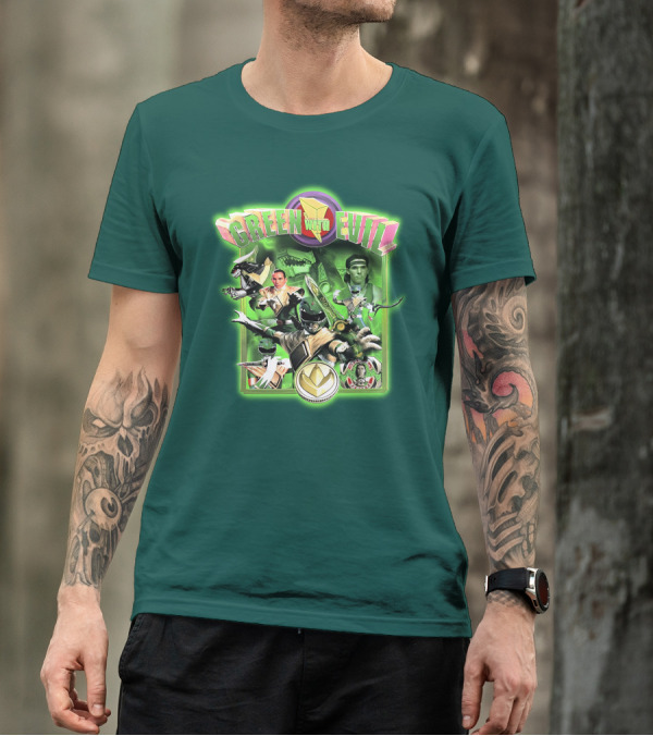 Green With Evil Mighty Morphin Power Rangers Iconic Characters And Symbols T-Shirt