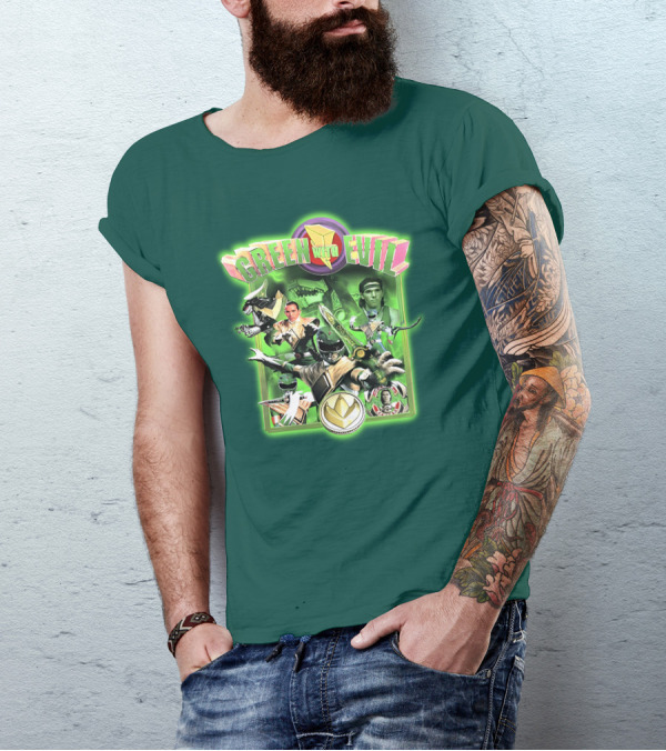Green With Evil Mighty Morphin Power Rangers Iconic Characters And Symbols T-Shirt