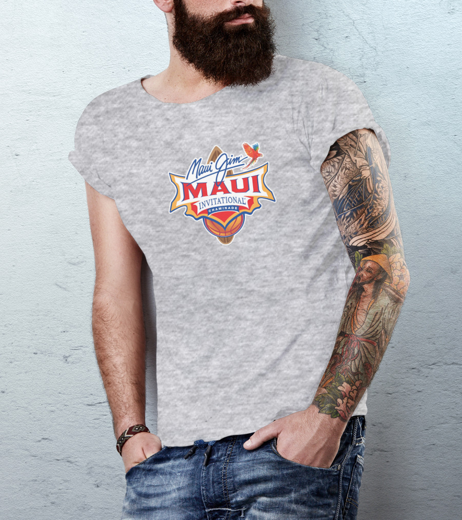 Maui Jim Invitational Chaminade Basketball Surfboard Logo עם תוכי T-Shirt