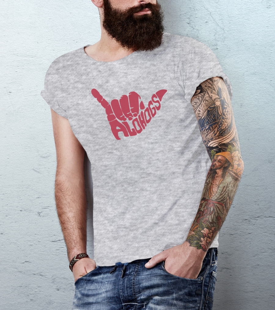 Shaka Hand Gesture With Alohogs Text T-Shirt