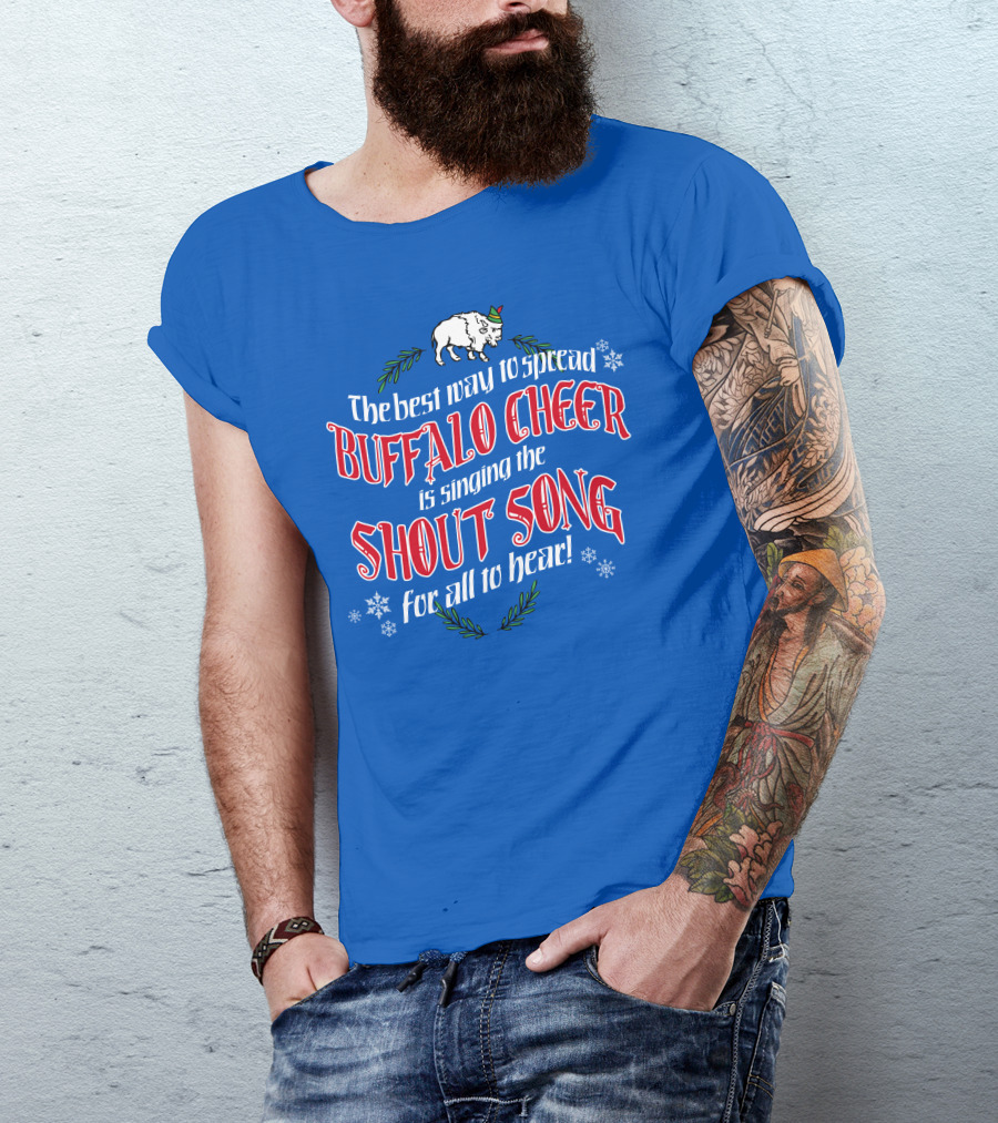 Buffalo Cheer With Shout Song Festive Buffalo Snowflakes T-Shirt