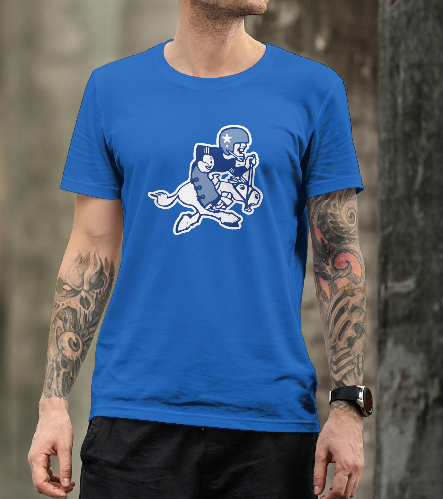 Dallas Cowboys Classic Throwback NFL Retro Mascot Fleece T-Shirt