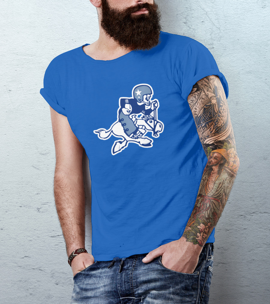 Dallas Cowboys Classic Throwback NFL Retro Mascot Fleece T-Shirt
