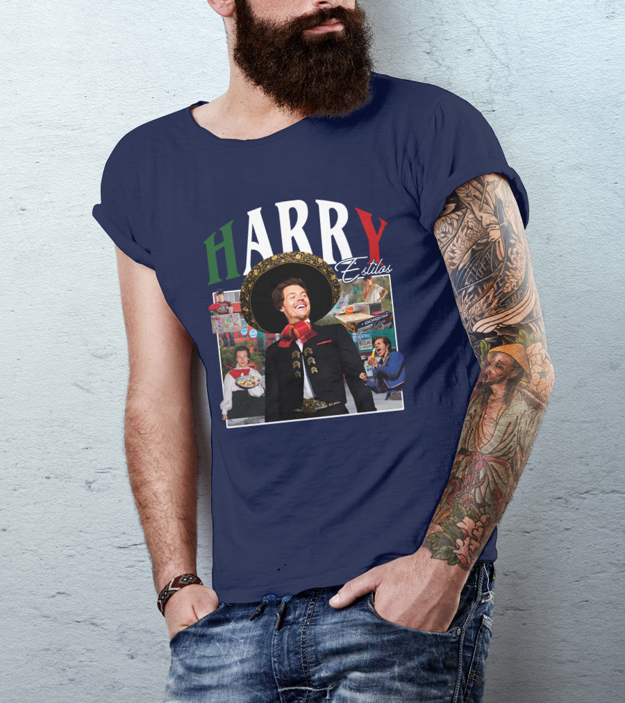 HARRY Estilos Mariachi Themed Collage In Festive Attire T-Shirt