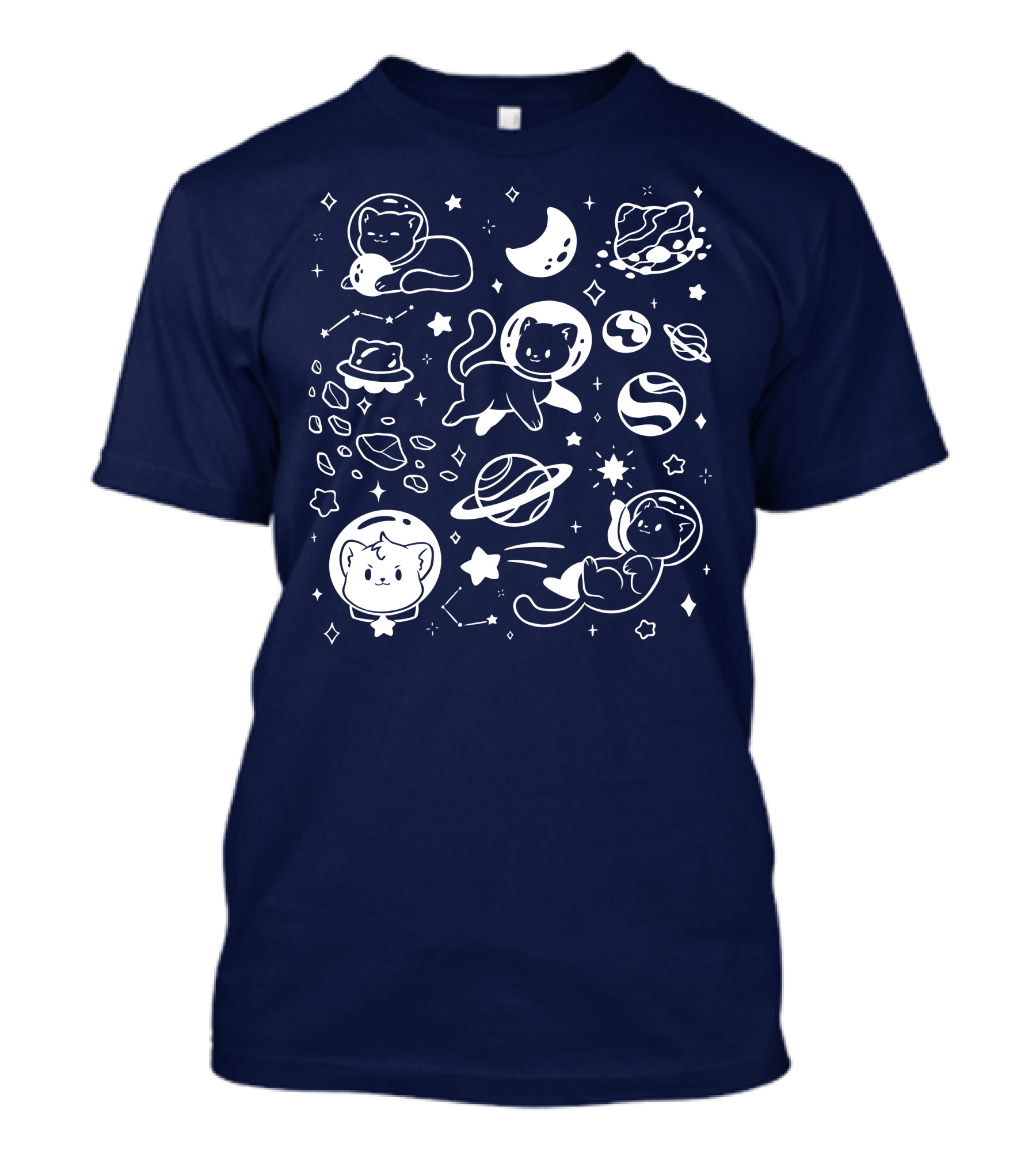 Helloapparel Cosmic Cat Astronaut Adventure With Stars And Planets T-Shirt
