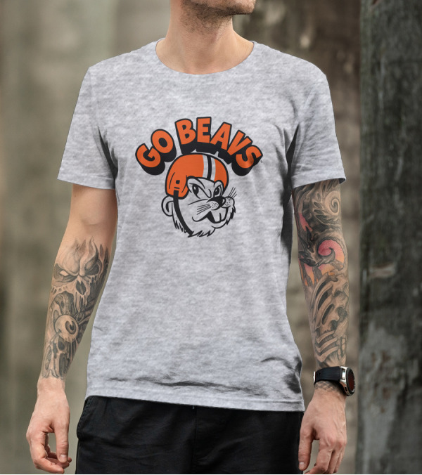 Vintage OSU Go Beavs Football Beaver Mascot T-Shirt