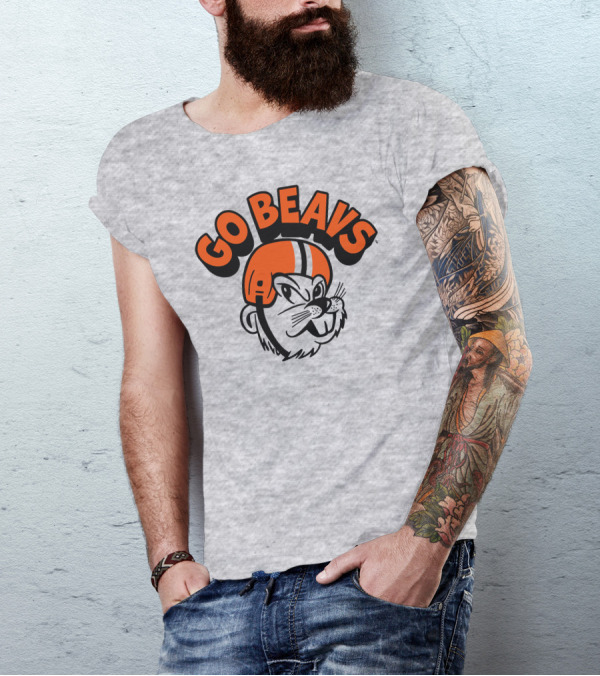 Vintage OSU Go Beavs Football Beaver Mascot T-Shirt