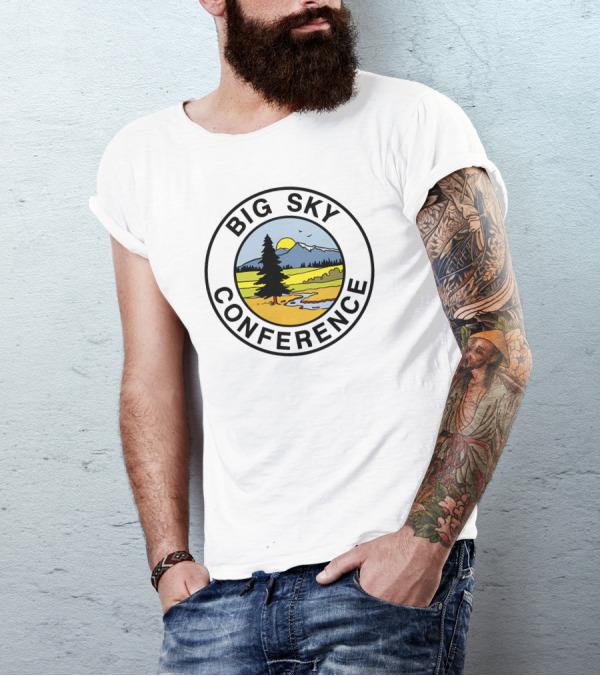 Big Sky Conference Nature Scene With Mountains And River Saxum T-Shirt