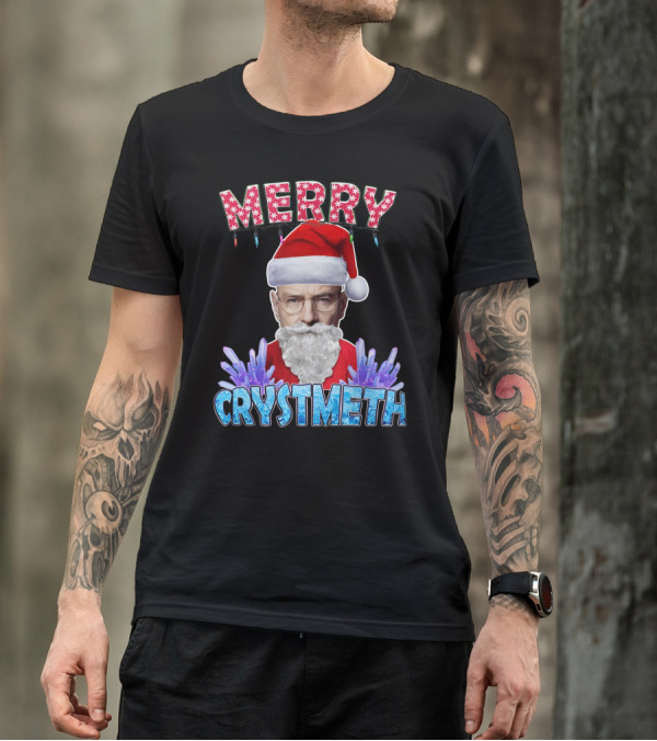Merry Crystmeth Santa With Breaking Bad Inspired Elements T-Shirt