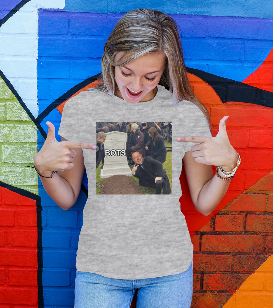 Elon Musk Bots Meme Graveyard Scene T-Shirt