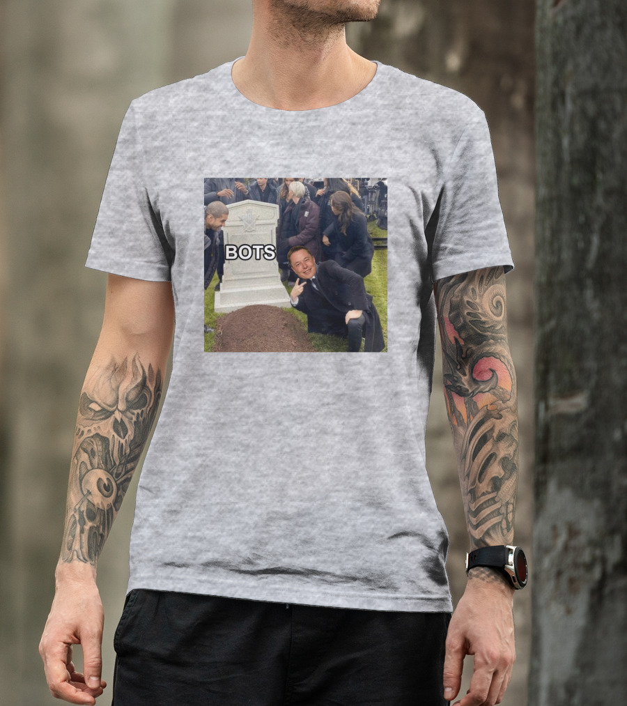 Elon Musk Bots Meme Graveyard Scene T-Shirt