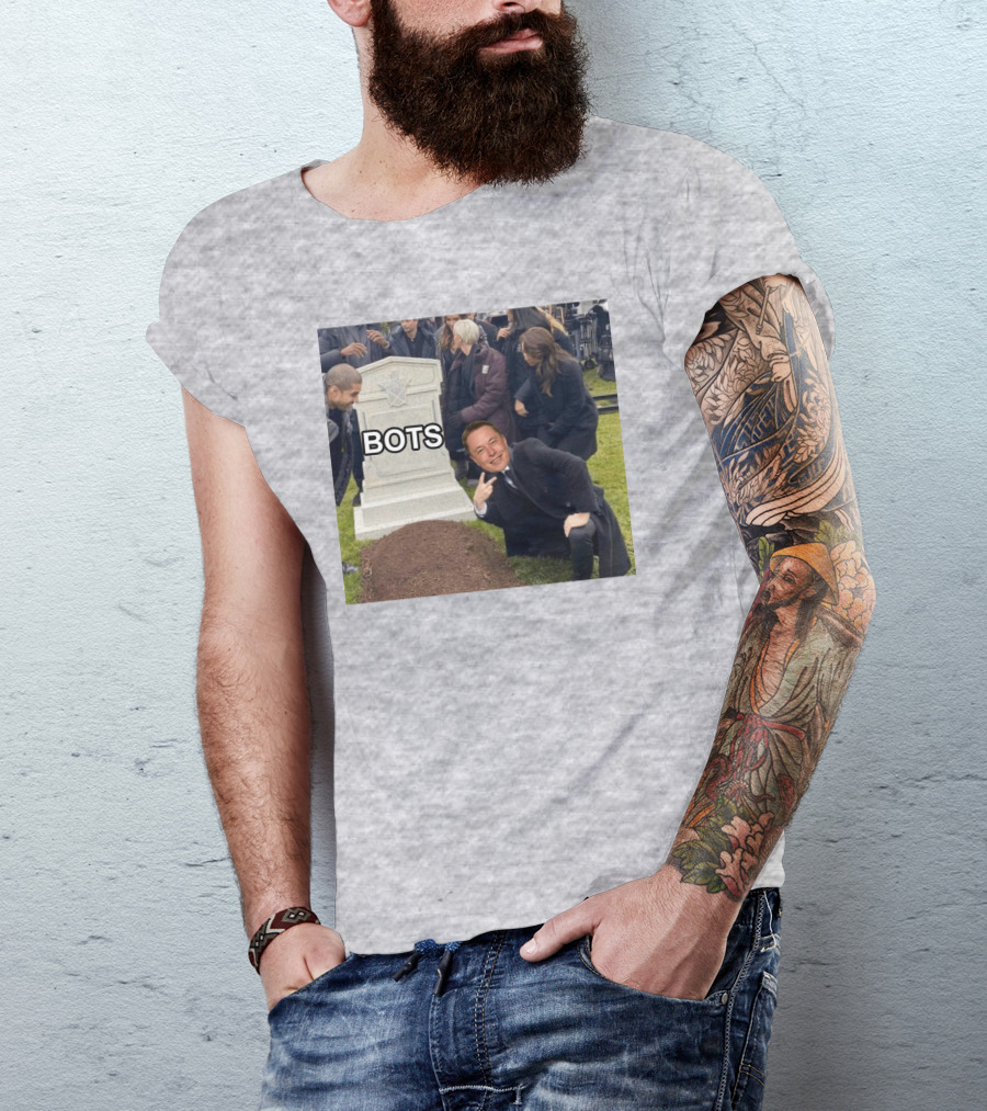 Elon Musk Bots Meme Graveyard Scene T-Shirt