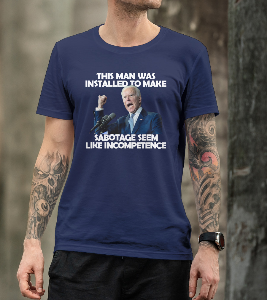 This Man Was Installed To Make Sabotage Seem Like Incompetence Fist Raised With Microphones T-Shirt