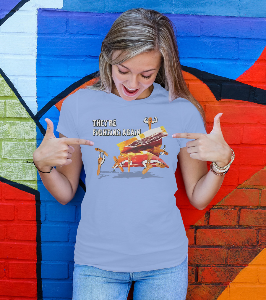 They're Fighting Again Pretzel Snack Showdown Fun T-Shirt